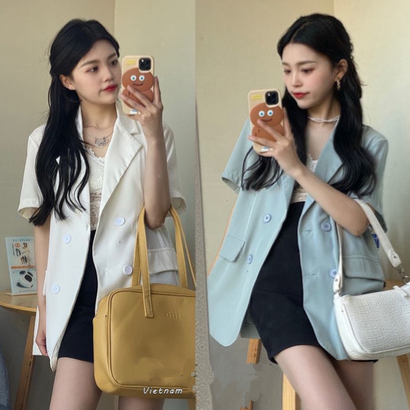 ÁO KHOÁC BLAZER NGẮN TAY NỮ THỜI TRANG HÀN QUỐC DỄ PHỐI ĐỒ