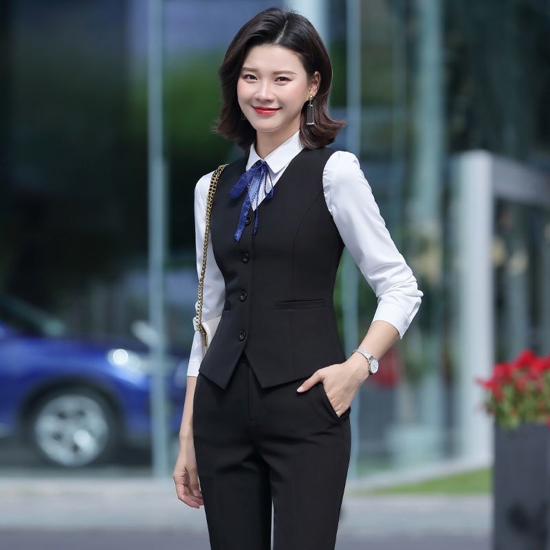Suit vest và gilê⊙₪❖Áo khoác ghi lê của phụ nữ áo vest mùa xuân mặc bên ngoài thời trang tính khí màu đen mỏng cộng với