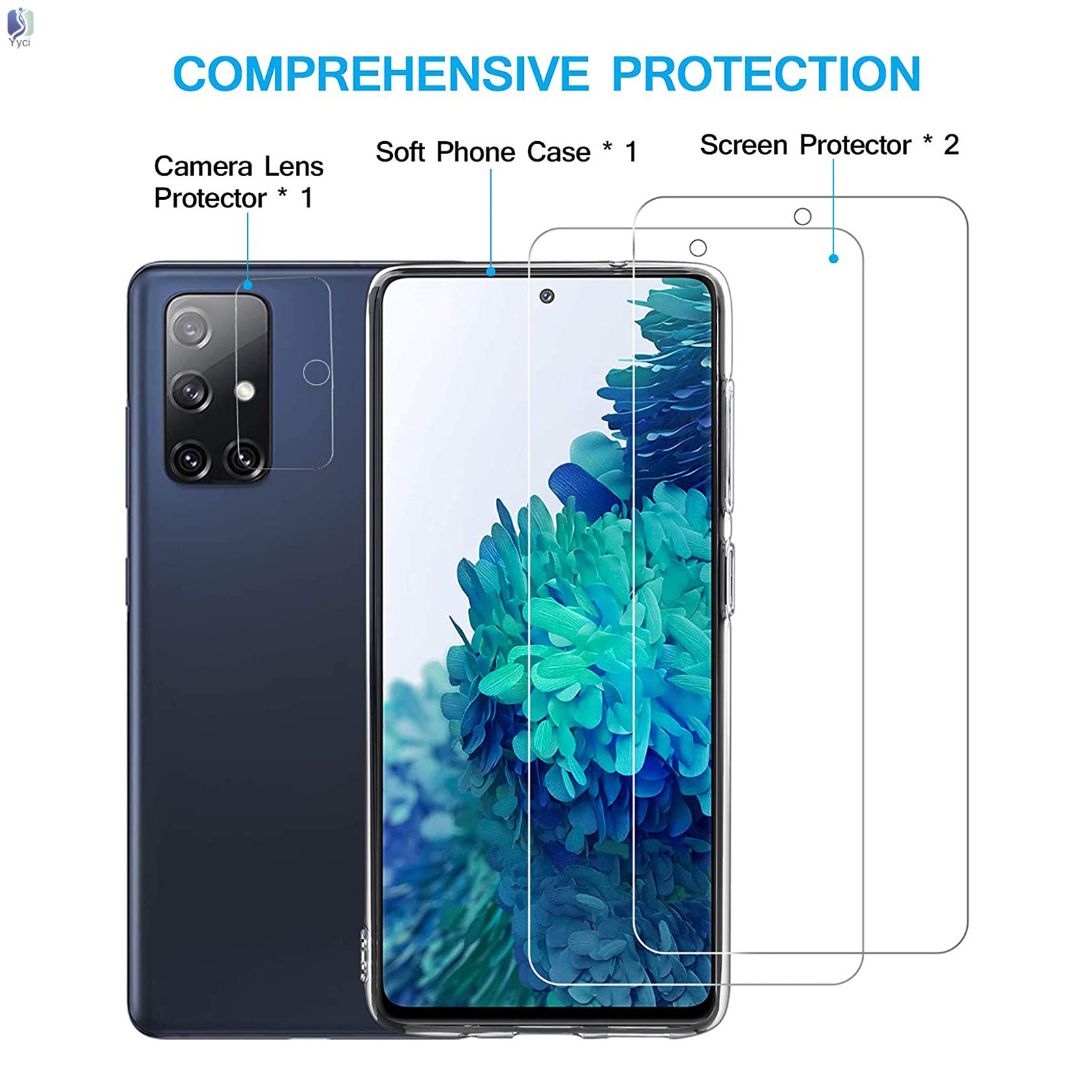 VN Set Kính Cường Lực Hd Chống Sốc Dùng Cho Samsung Galaxy A51 4g / 5g 2 + 1 + 1