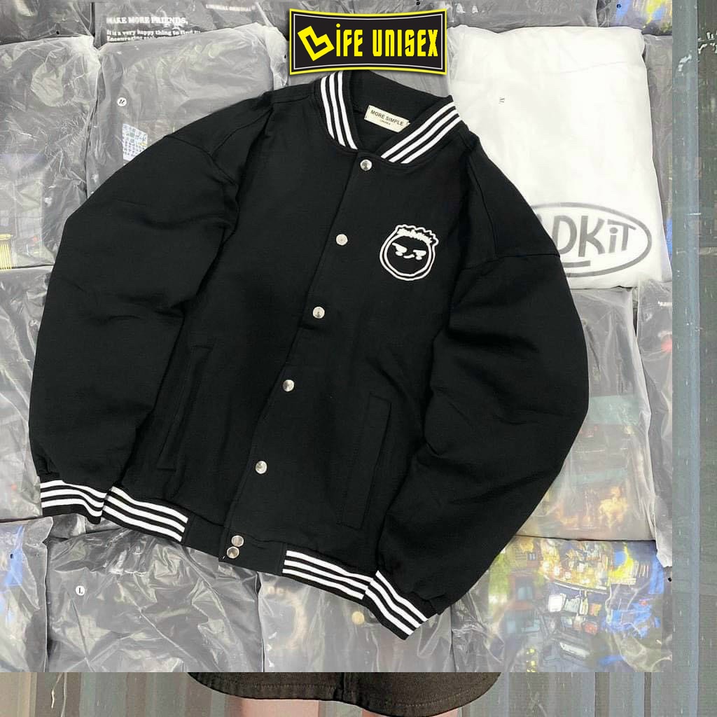 Áo Khoác Bomber Nỉ BOMBER TÓC XOĂN Nam Nữ Ulzzang Unisex Có Nút, Áo Khoác Nỉ Form Rộng LIFE UNISEX