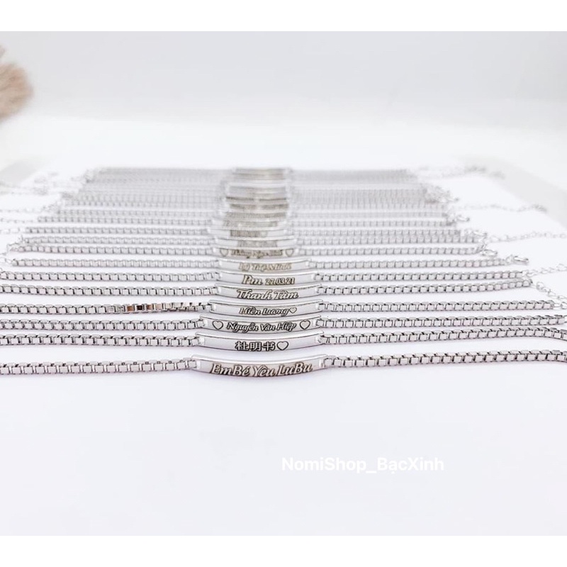Lắc tay bạc Miễn phí khắc tên thời trang xinh cá tính độc đáo phong cách Mainomi Shop Bạc Xinh