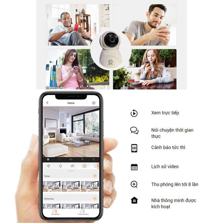 Camera Wifi V380 Pro 5.0Mpx Q8 Chính Hãng Xoay 360° - Nhận Diện Khuôn Mặt - Xoay theo chuyển động - bảo hành chính hãng | BigBuy360 - bigbuy360.vn