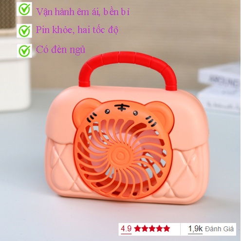 Quạt Túi Sách Đèn Ngủ Có Pin Tích Điện  [ New 2022] - 1 đổi 1 trong 7 ngày