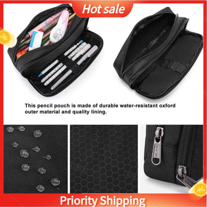 Túi Đựng Bút Bằng Vải Oxford Sức Chứa Lớn Màu Đen Đơn Giản Sắp Xếp Gọn Gàng Sắp Xếp Gọn
