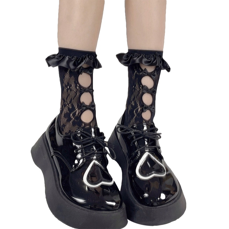 Đôi Vớ Dài Qua Gối Phối Ren Đính Nơ Phong Cách Công Chúa Lolita Cho Nữ
