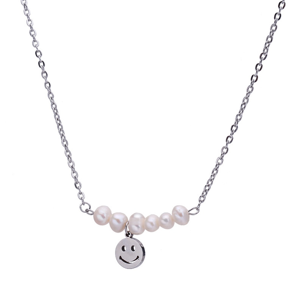 Vòng cổ Mặt Cười Đính Ngọc Trai Nhân Tạo Thời Trang Dành Cho Nữ