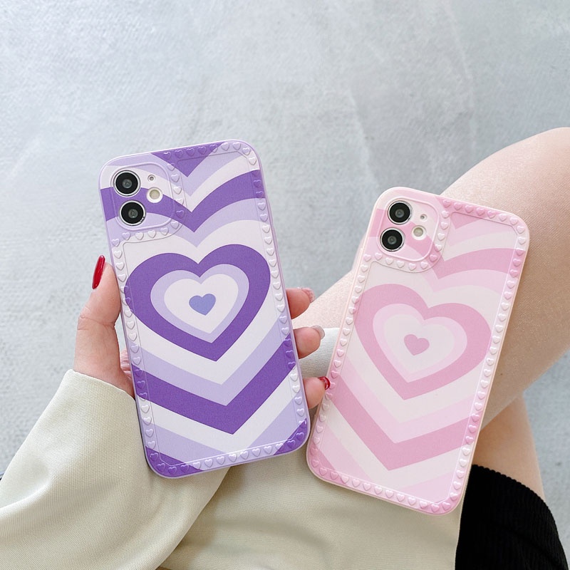 Ốp Điện Thoại Silicon Họa Tiết Trái Tim Màu Cầu Vồng Cho iphone 13 12 11Pro Max X XR Xs Max 6 6splus 7 8Plus se 2020