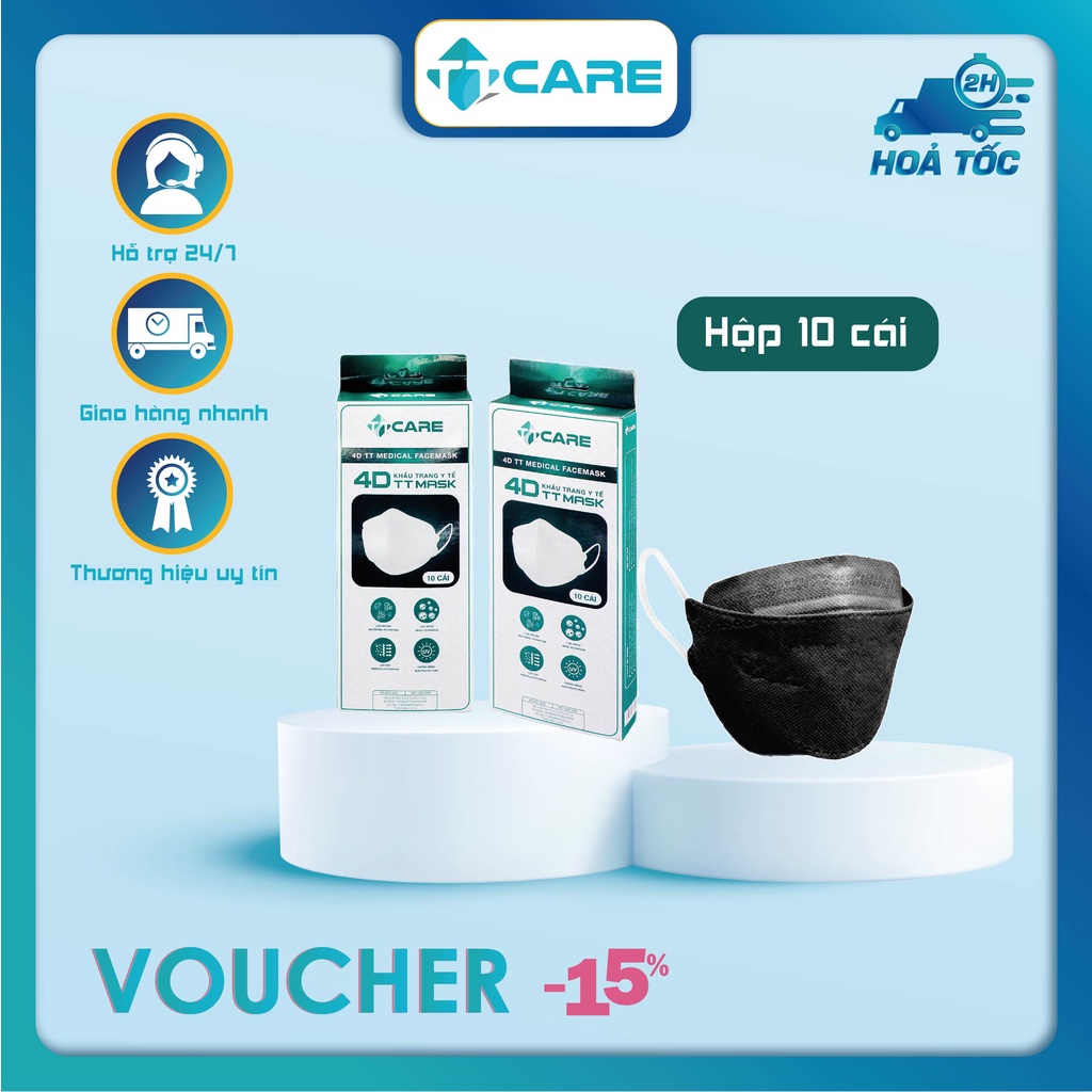 Hộp 10 Khẩu Trang Y Tế 4D KF94 TTMASK / 4 Lớp Nhiều Màu / Chính Hãng TTCare