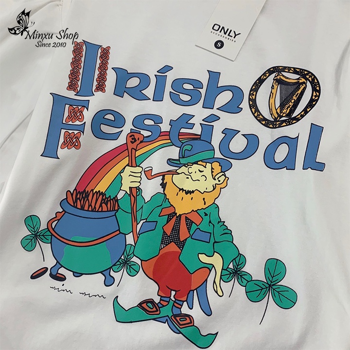 Áo thun trắng ONLY  nữ tay ngắn vai bồng sang chảnh tiểu thư, mùa hè thời trang đường phố hàn quốc Minxu shop OC07