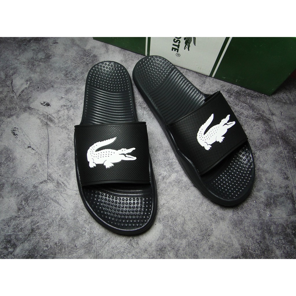 Dép Lacoste KZ xuất dư màu Đen - Rẻ vô địch - Đổi size 7 ngày