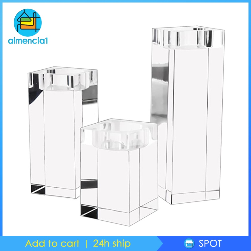 [ALMENCLA1] 3Pcs Tealight Holder Cubic Romantic Candles Stand Housewarming Gift Ornament