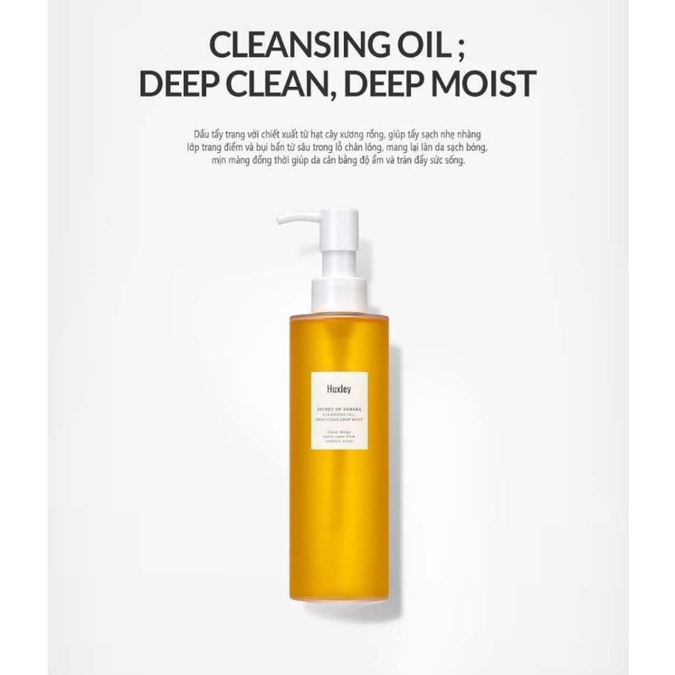 Combo Làm Sạch Sâu Cho Da Nhạy Cảm Chiết Xuất Xương Rồng Huxley(dầu tẩy trang Cleansing Oil200ml+SRM Cleansing Gel200ml)