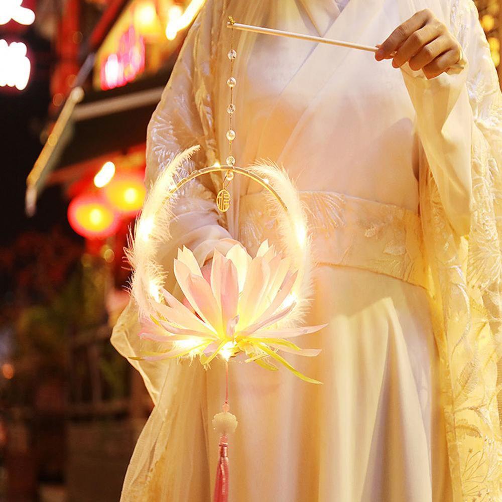 YIYU Lồng Đèn Lông Thỏ Thủ Công Trung Hoa Di Động Cầm Tay Nhận Thức Trung Thu Cho Lễ Hội Trung Thu