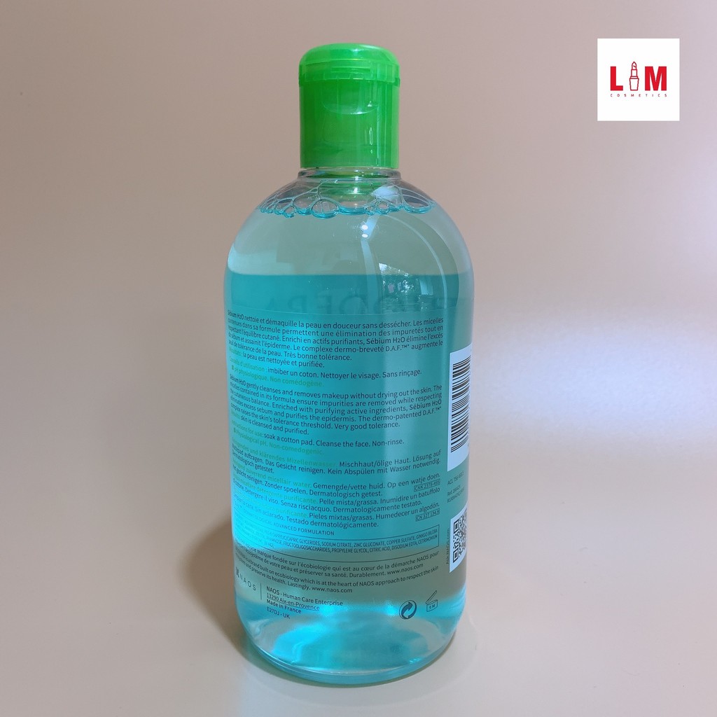 Nước tẩy trang Bioderma Sébium H2O 500ml màu xanh [Chính Hãng]
