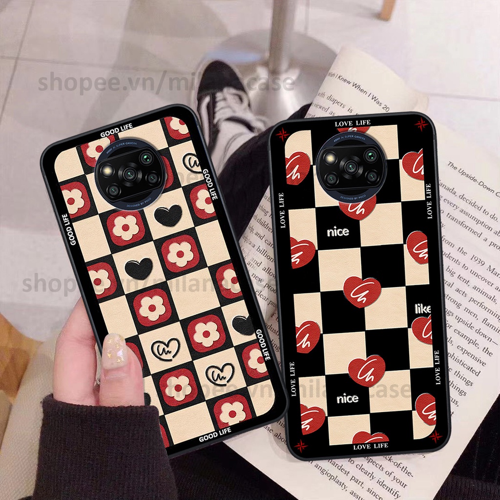 Ốp Xiaomi Poco X3 / Poco X3 Pro in hình caro trái tim siêu đẹp, siêu nét đầy phong cách cá tính