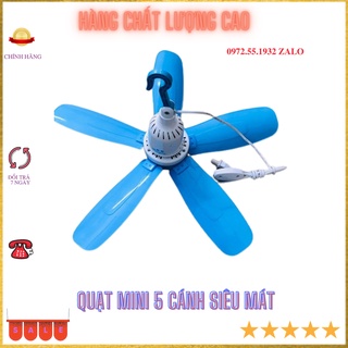 Quạt trần mini quạt treo màn cực mát tiết kiệm điện màu xanh