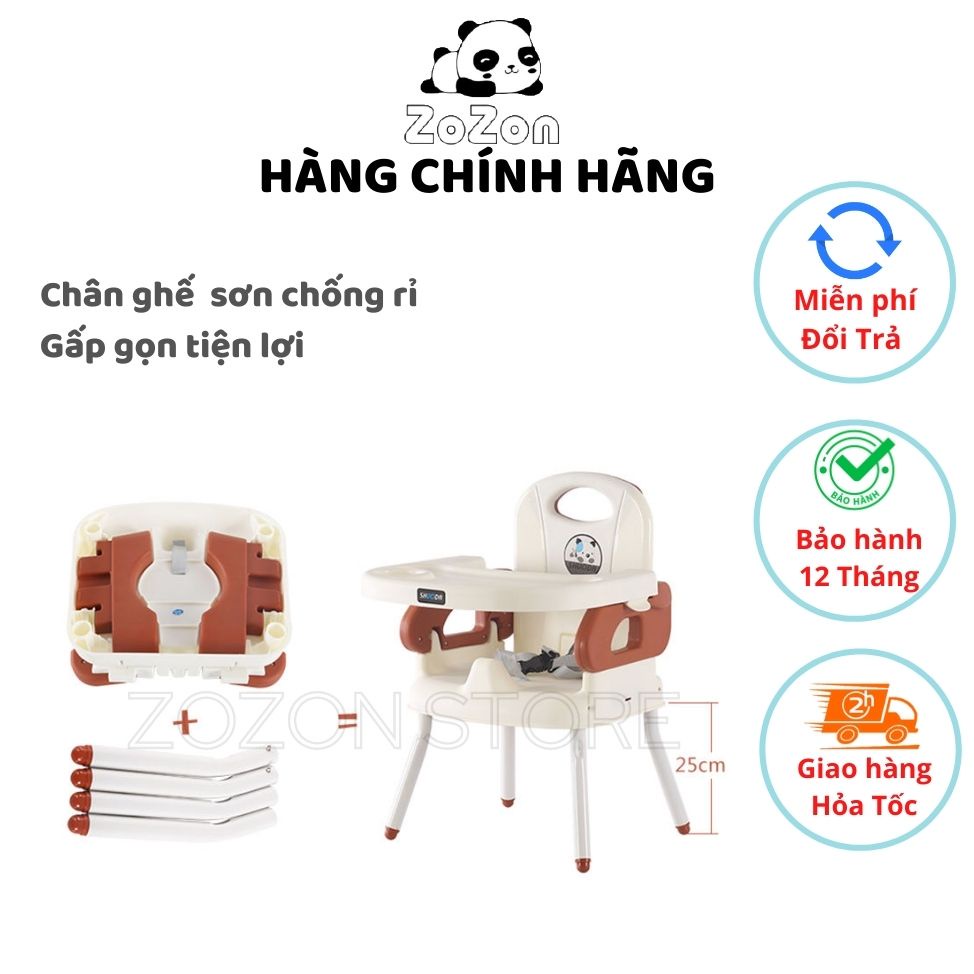 Ghế ăn dặm cho bé hình gấu trúc có mặt bàn điều chỉnh độ rộng 3 mức dành cho bé từ 6 tháng tuổi Zozon