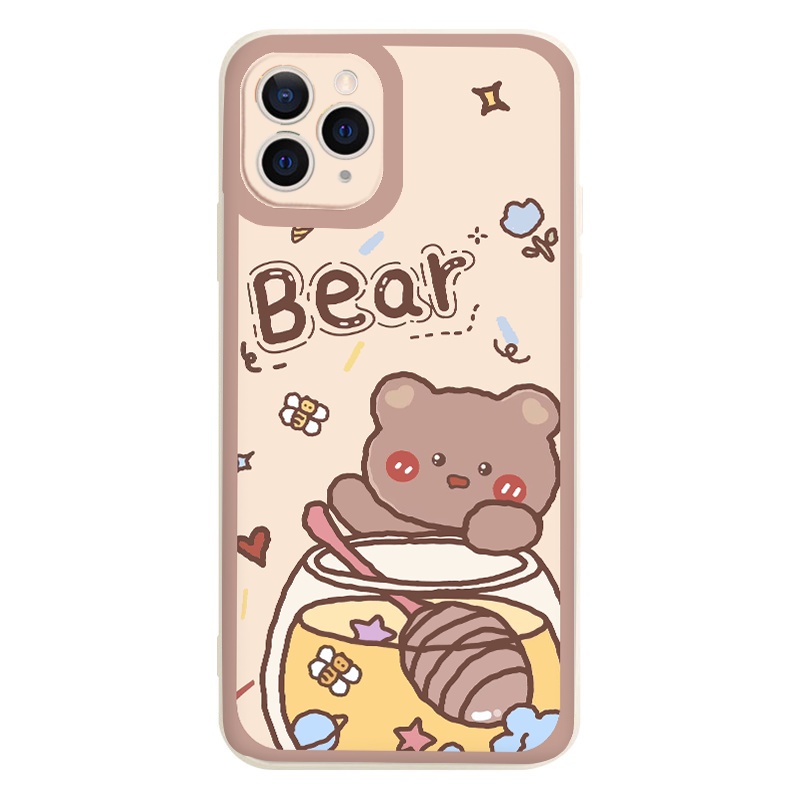 Ốp iphone - Ốp lưng iphone cạnh vuông Bear mật ong dành cho ip 6 đến 14promax - ng262