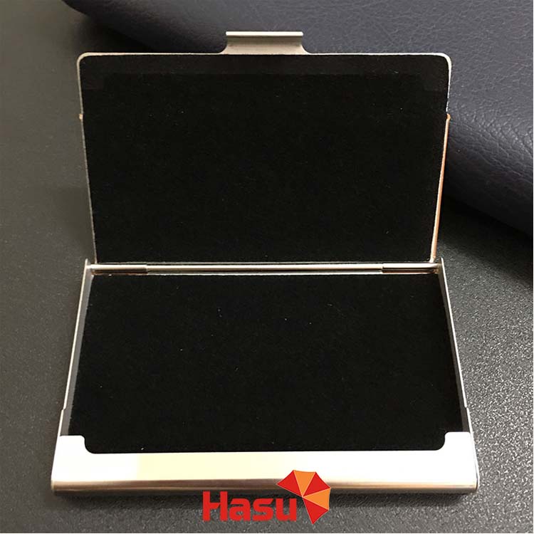 Hộp đựng name card, card visit khung théo không rỉ bồi da PU Hasu M652