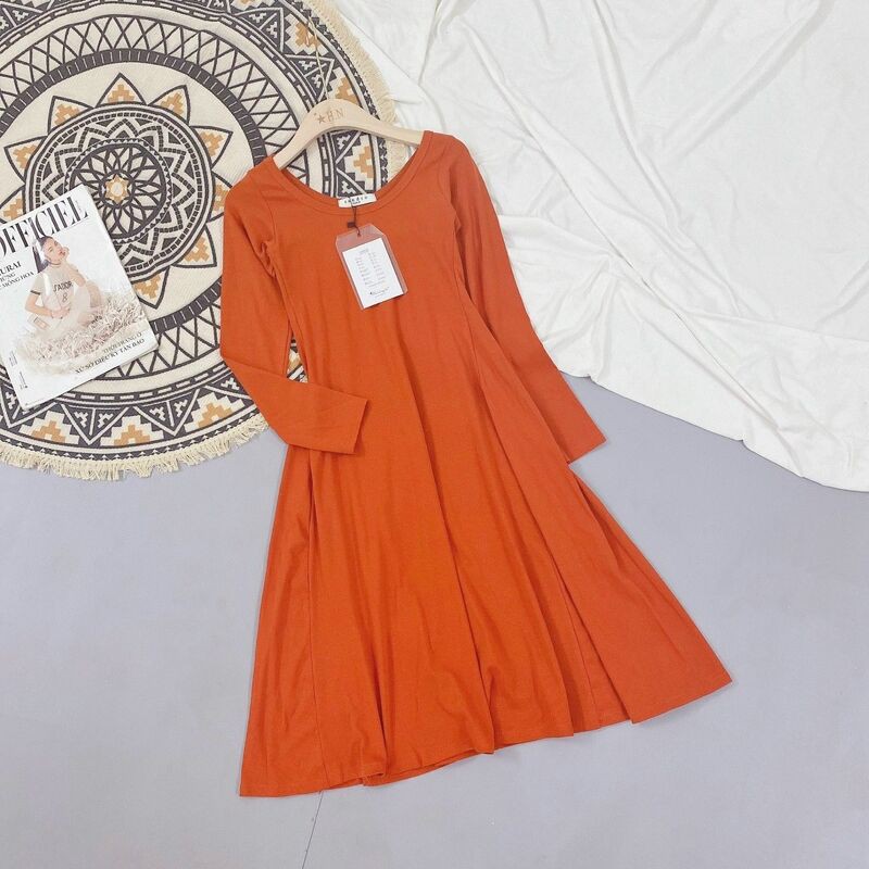 Váy zip xòe cổ tròn dài nhiều màu