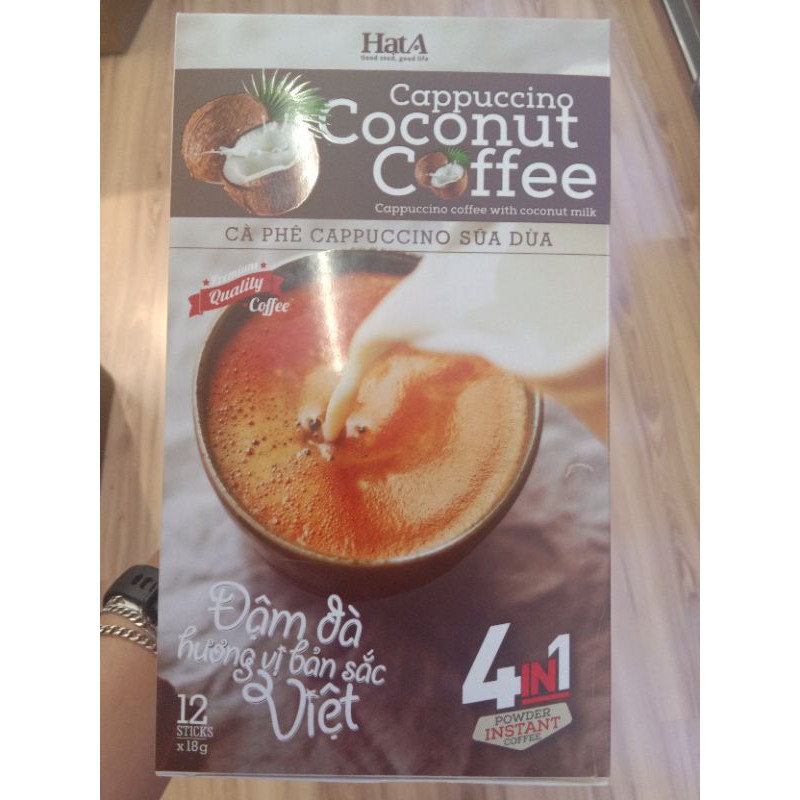 Cà phê Hạt A capuchino dừa 216g ( 12 gói/hộp)