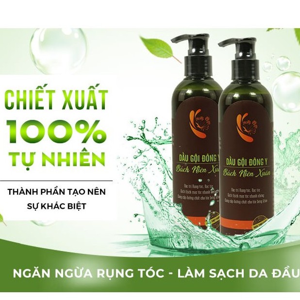 Dầu gội đông y Bách Niên Xuân giảm tóc bạc tóc, dầu gội giúp kích thích tóc mọc nhanh hơn dày hơn