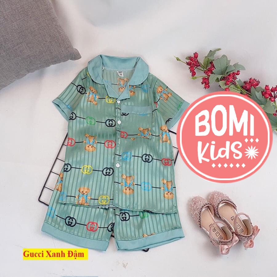 [ 20Kg - 30KG ] Đồ Bộ Bé Gái Mặc Nhà Pijama Lụa Cao Cấp Tay Ngắn