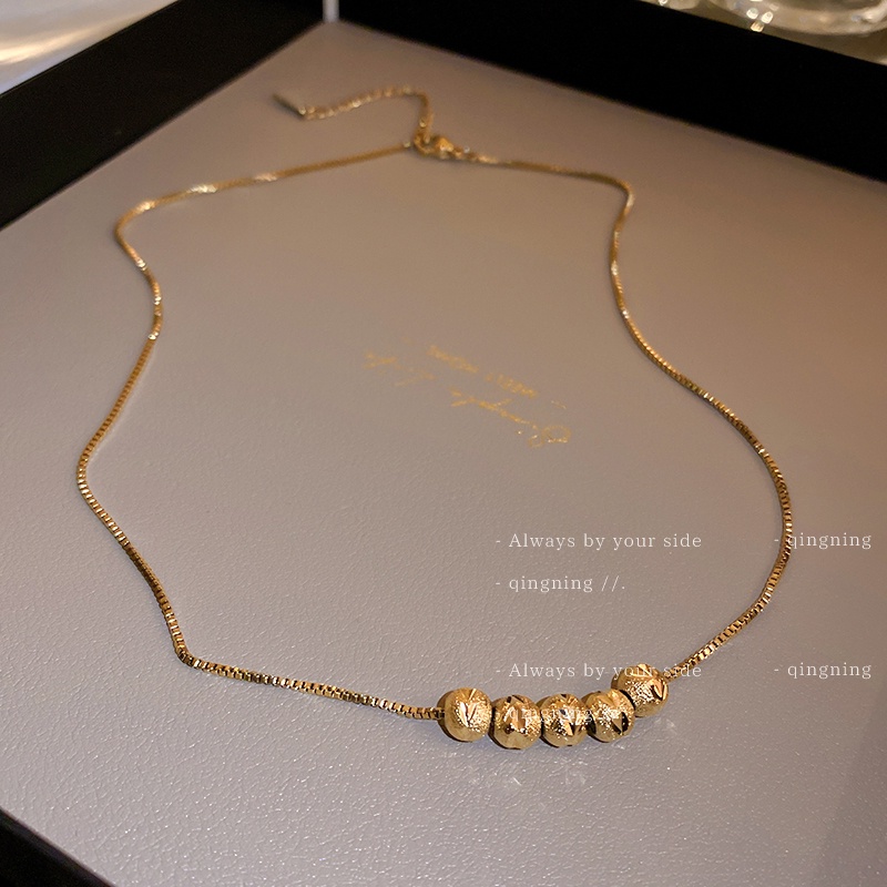 DREJEW Dây Chuyền Chuỗi Hạt Tròn Bằng Thép Titan Đơn Giản Thời Trang Hàn Quốc