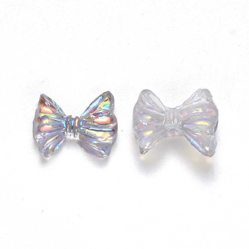 Set 50 phụ kiện trang trí móng tay nghệ thuật bằng resin cabochons hình nơ nhiều màu 9x11x3mm