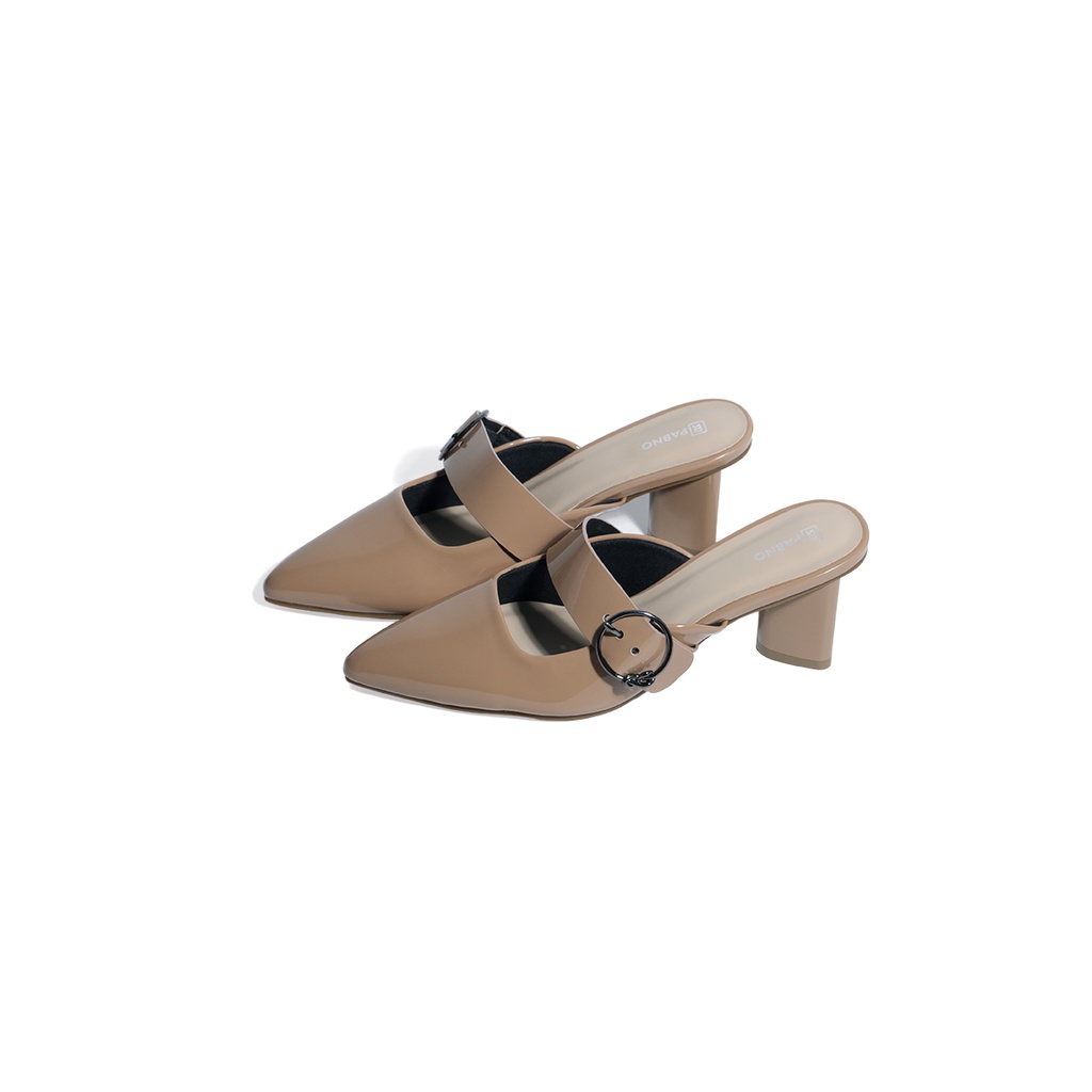 Giày mules nữ phối khóa 5cm PABNO PN472