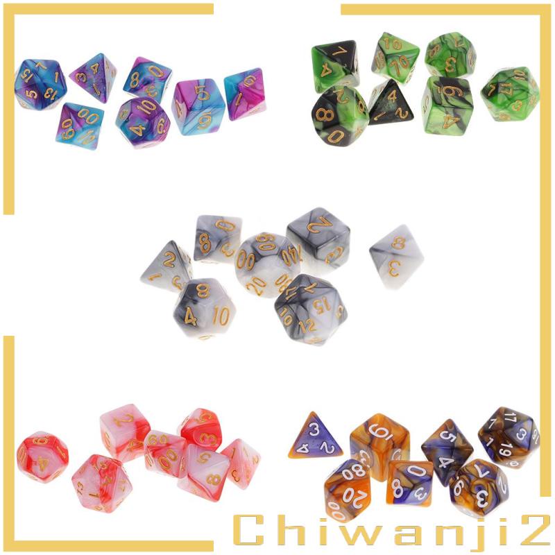 Xúc Xắc Polyhedral D12 D10 D8 D6 D4 7x 1.6cm / 0.62 ''