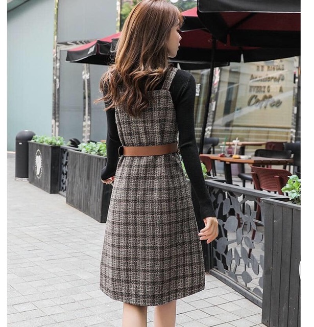 Sét váy dạ kèm belt