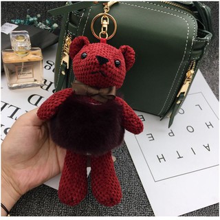 Móc túi xách Gấu Teddy mặc áo lông vũ