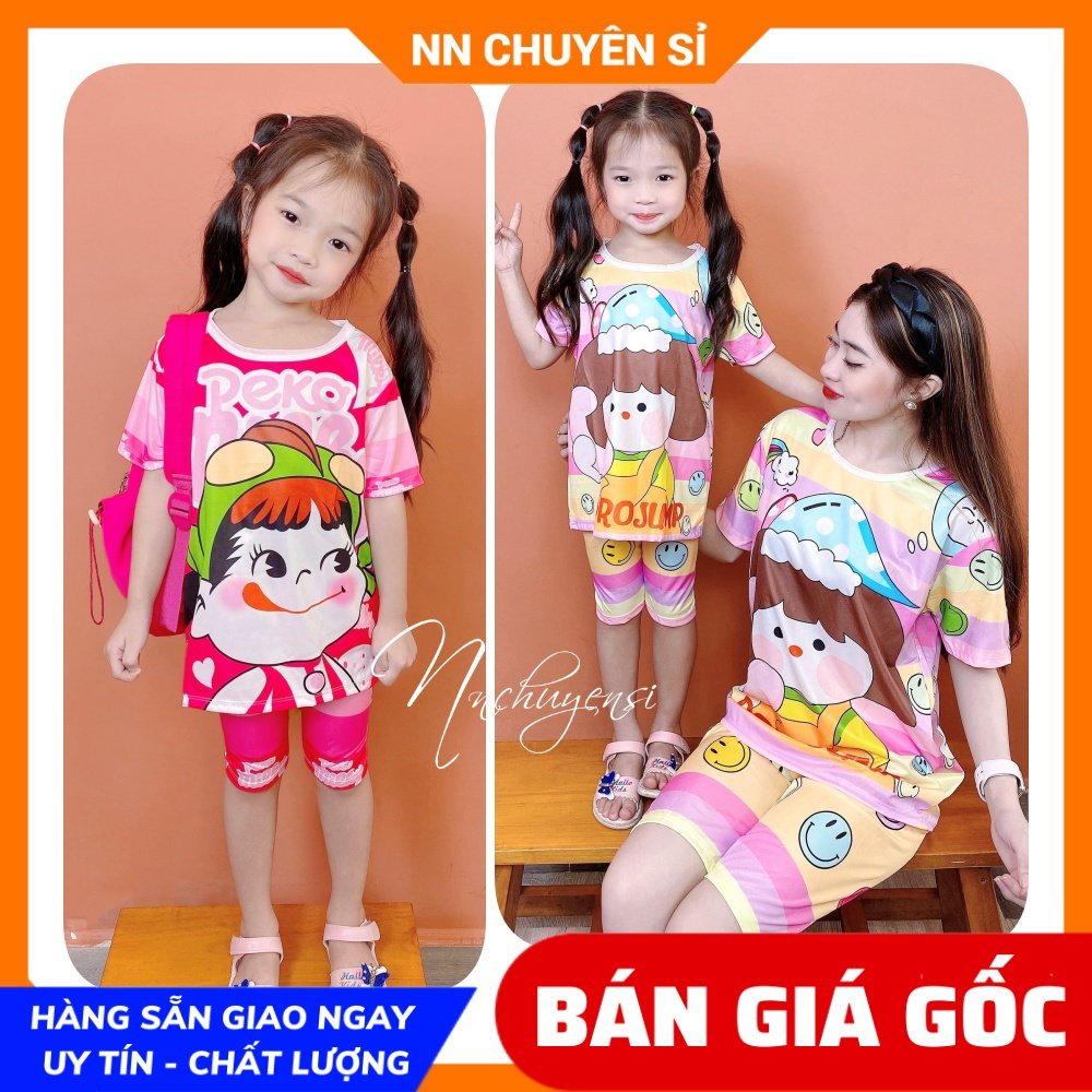 Đồ bộ thun 3D QUẦN LỬNG mẹ và bé (CÓ BÁN LẺ) size đến 70kg chất thun mềm mát in hình Doremon hoạt hình DBRBL FULL SIZE