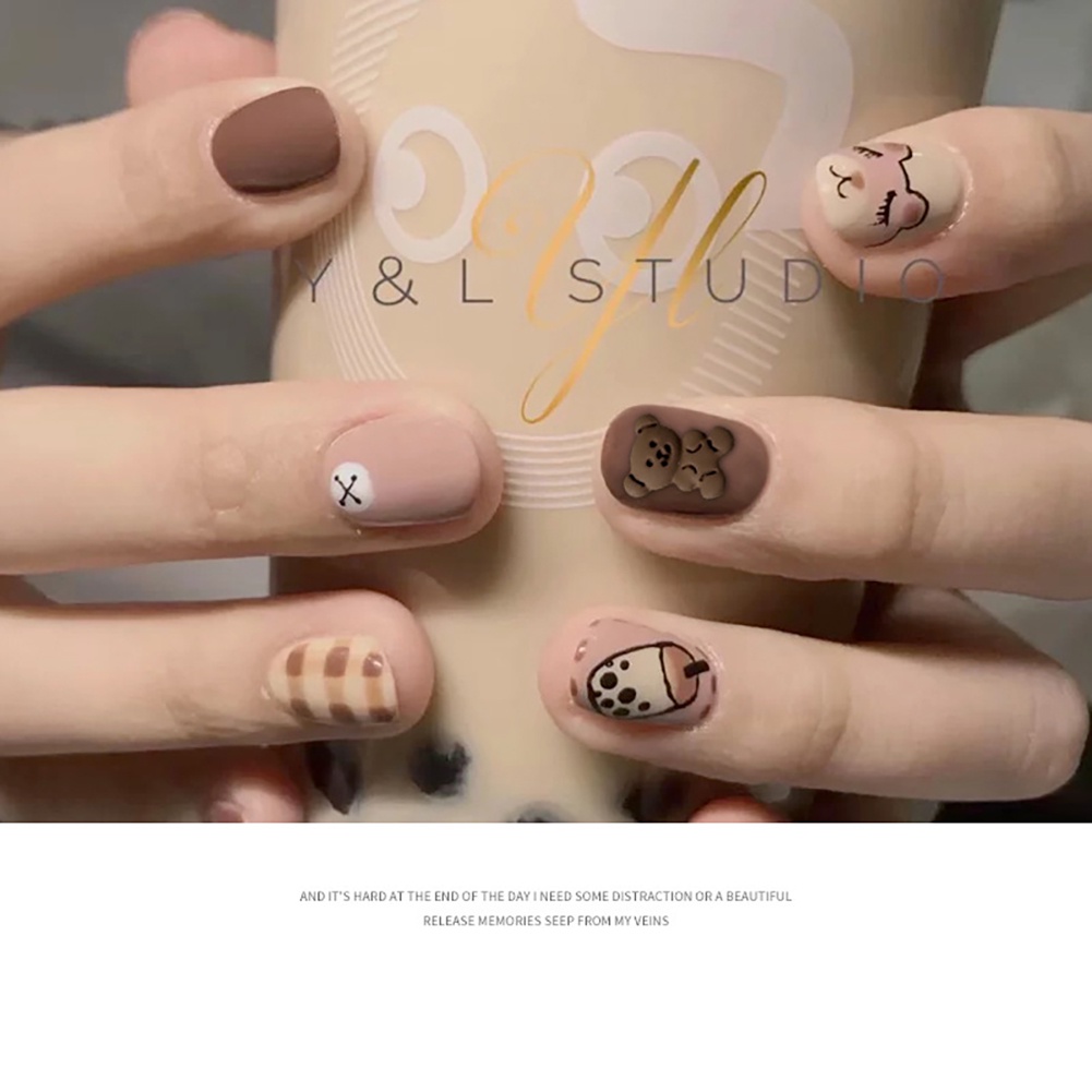 Phụ Kiện Trang Trí Móng Tay Nghệ Thuật Bằng Hợp Kim Hình Gấu Thỏ Cửa Hàng Trà Sữa Sô Cô La Phong Cách Nhật Bản