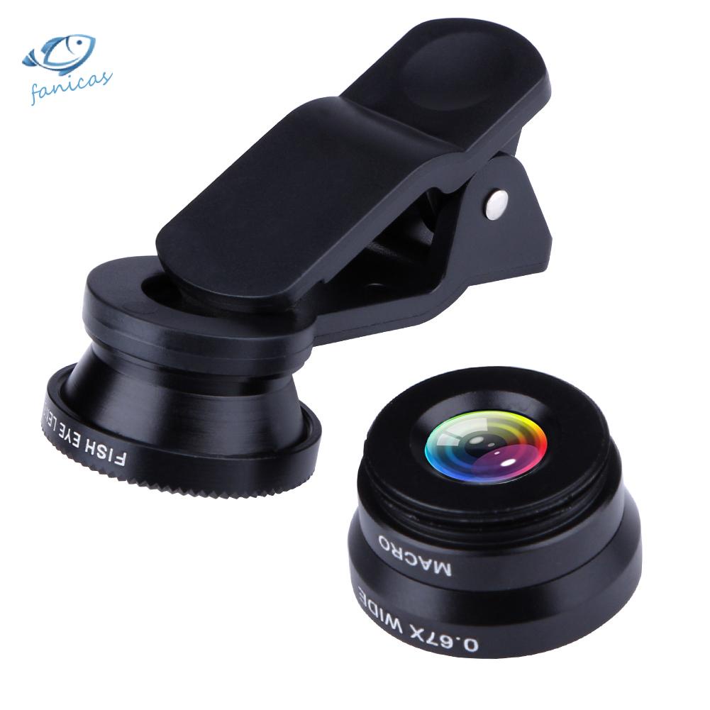 Bộ Lens Mắt Cá 180 Độ 3 Trong 1 + Ống Kính Góc Rộng + Ống Kính Góc Rộng Màu Đen