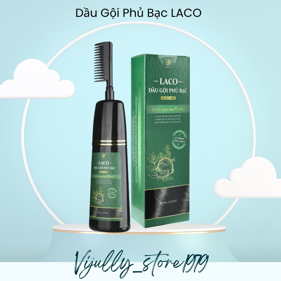 Dầu gội phủ bạc nhuộm tóc đen tự nhiên thảo dược Laco 200ml _giá siêu khuyến mãi