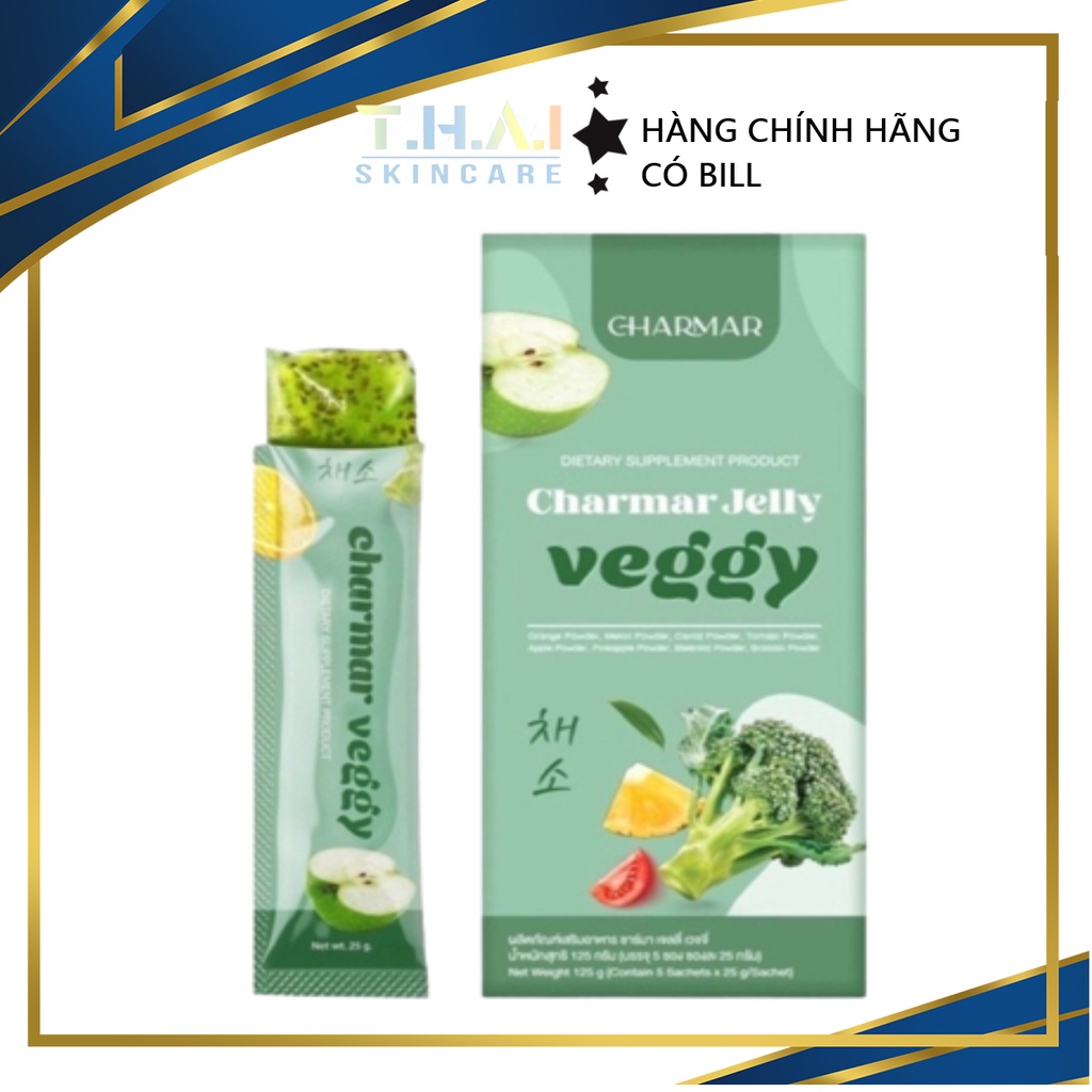 Thạch rau củ hạt chia kiểm soát cơn đói hỗ trợ giảm cân đẹp da Charmar Veggy Thái Lan