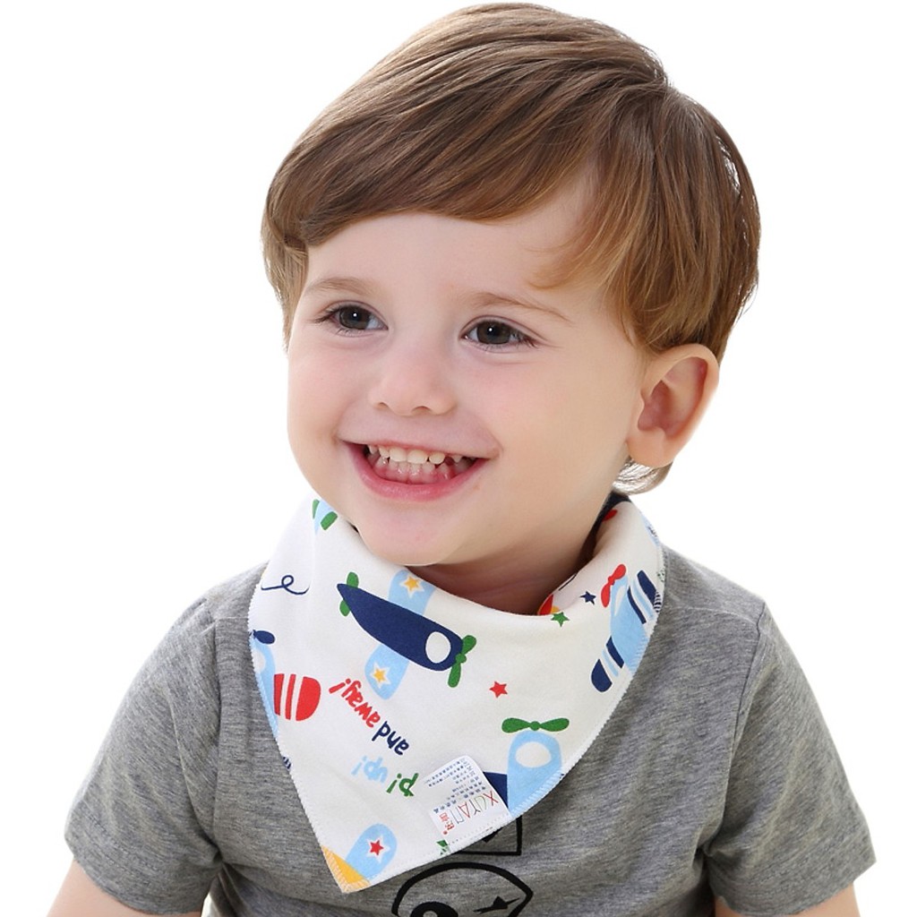 Khăn Yếm Tam Giác Cotton 2 Lớp Cúc Bấm Cho Bé