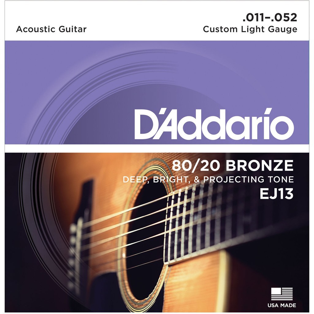 [Mã SKAMLSC2906 giảm 10% đơn 100K] [Chínhhãng]Dây Đàn Guitar Acoustic D'Addario EJ13 ,Custom Light,1152,80/20Bronze