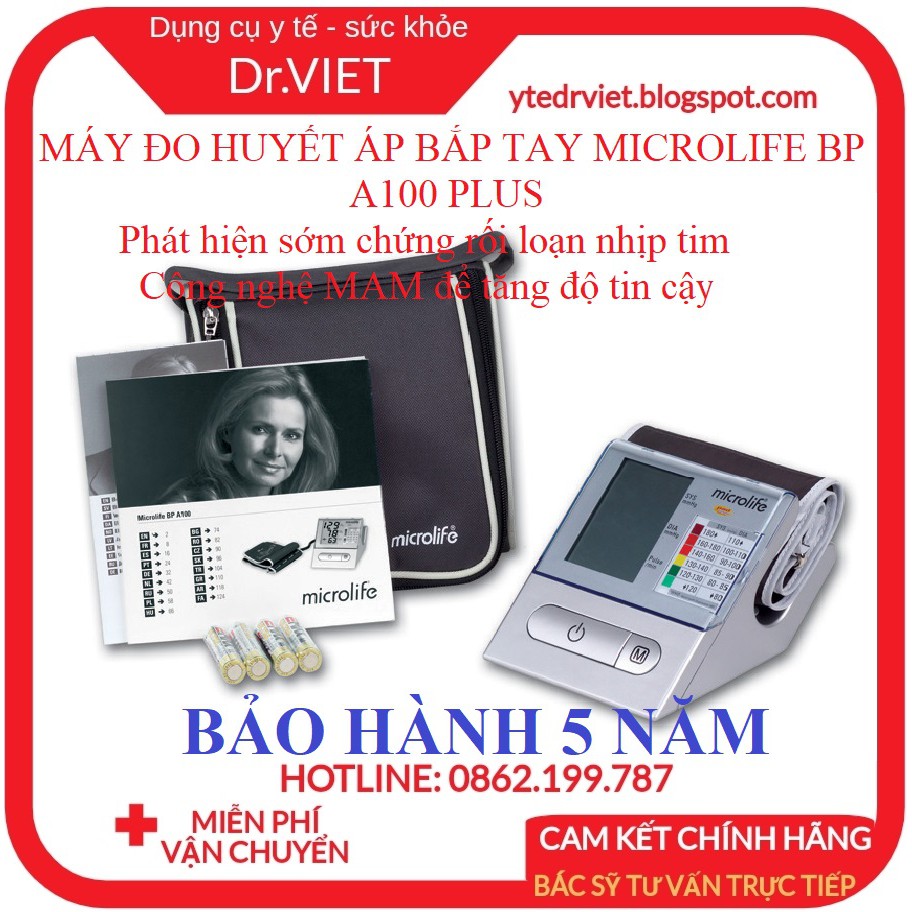 MÁY ĐO HUYẾT ÁP BẮP TAY MICROLIFE BP A100 PLUS- Phát hiện sớm chứng rối loạn nhịp tim, Công nghệ MAM để tăng độ tin cậy