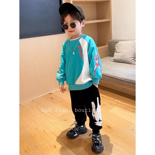 Bộ quần áo dài tay chất liệu da cá mềm mại từ 16-28kg❤️Bộ quần áo thu đông bé trai