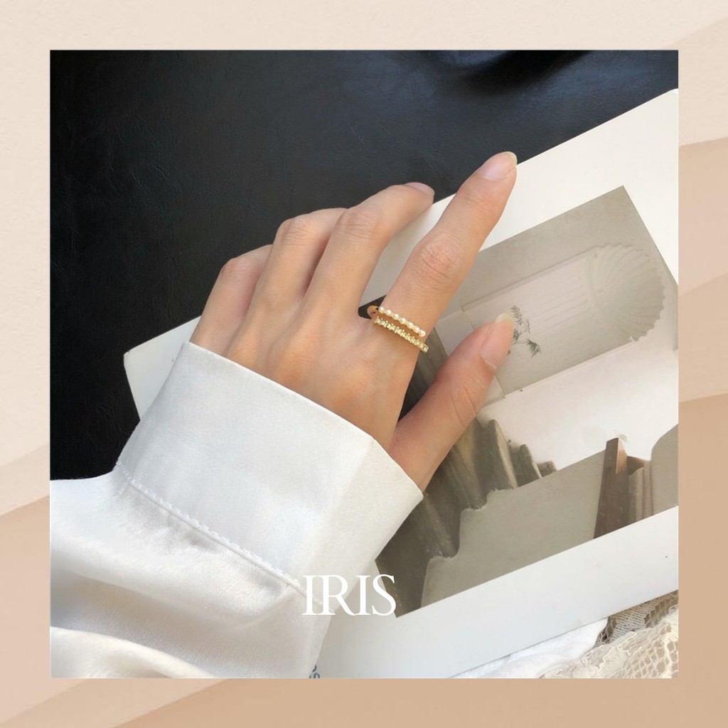 Nhẫn nữ 2 vòng đính ngọc và pha lên độc đáo quyến rũ NF338 Iris Accessorize