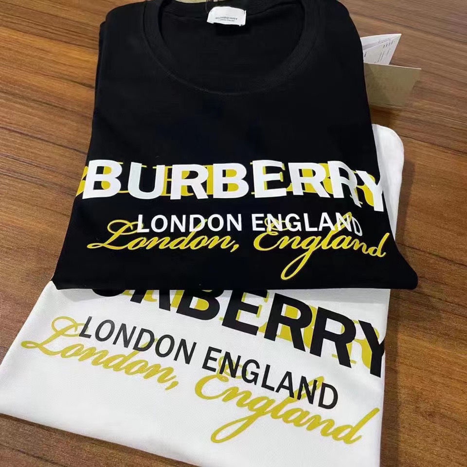 Áo Thun Burberry Tay Ngắn Cổ Tròn Dáng Rộng Vải Cotton Thời Trang Dành Cho Cặp Đôi