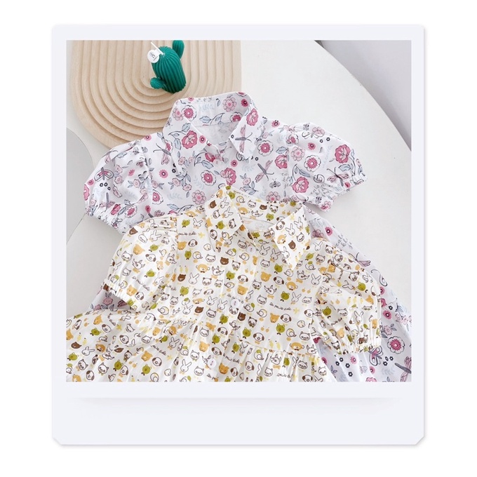 Váy gấu hoa cổ bẻ cho bé gái V4