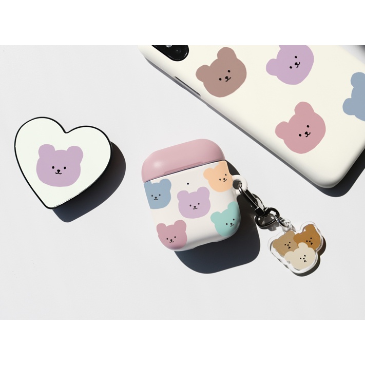 Korea Phone Case MoMoCase Compatible for Airpods Keyring cute bear Compatible for Airpods