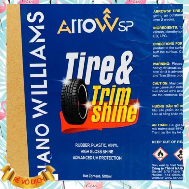 (Giá sỉ)  Chai Xịt Đánh Bóng Vỏ Xe Và Dưỡng Nhựa Đen Nhám Arrow Sp Tire & Trim Shine 500ml  - M103