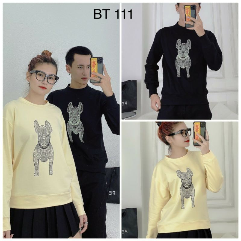 Áo nỉ Sweater dài tay Moschino Unisex Nam Nữ hình chó Pitbull