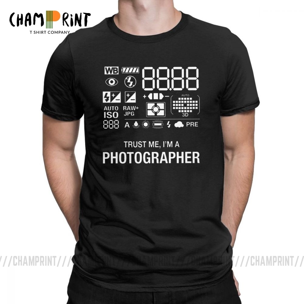 Áo thun nam tay ngắn in hình máy ảnh 100% cotton