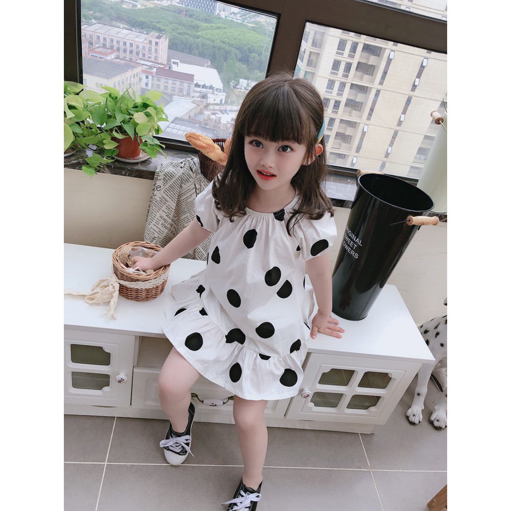 Đầm họa tiết chấm bi thời trang mùa hè cho bé 1-7 tuổi